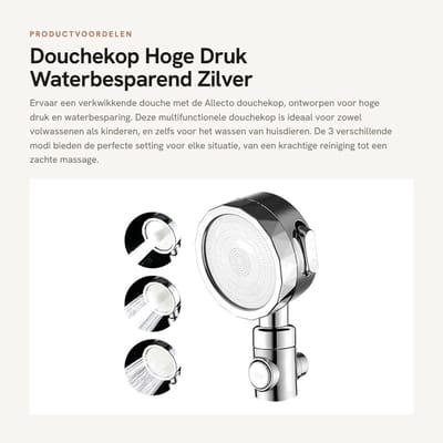 Dailygoods- Douchekop Hoge Druk - Douchekop met Slang - Waterfilter - 3 Modi - Doucheset - Geschikt voor Huisdieren - ABS Materiaal - Handdouche