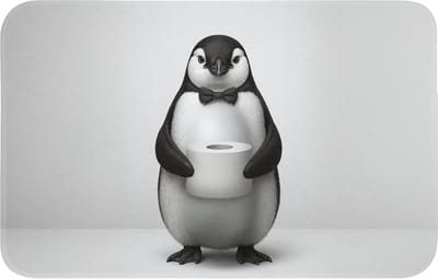 Badmat 80x50 cm - Antislip - Pinguïn - WC rol - Wit - Badmatten voor badkamer - Badkamermat - Douchemat - Badkamer mat