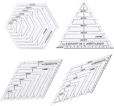 Set van 4 Transparante Quilting Linialen voor Patchwork en Naaien, Ideaal voor Snijden en Creatieve Projecten