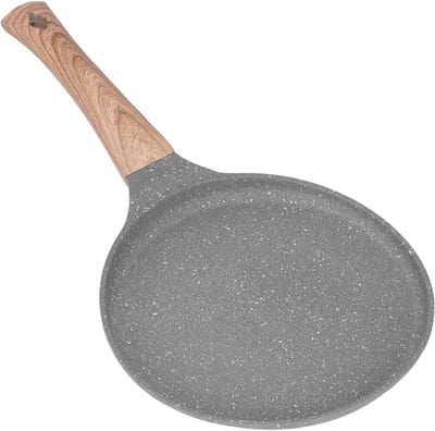 Koekenpan Aluminium - Pannenkoekenpan Koop - Ontbijt Bakken - Anti-aanbaklaag - 24 cm - Grijs