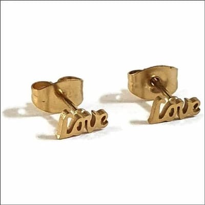 Aramat Jewels | Oorbellen | Love Oorbellen Staal - Vier de Liefde | love 7x3mm | |3mm | Staal | Kinderen, Volwassenen | Verkleurd niet