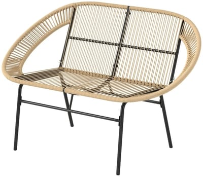 Solayne Tuinbank - Tuinbankjes weerbestendig - Tuinbanken - Rotan - 2 Personen - 126x83 cm - 160 Kg draagvermogen - Kaki