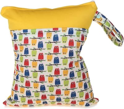 Herbruikbare en wasbare wetbags voor stoffen luiers met gekleurde naden, organizer tas voor baby en gym met 2 ritsen