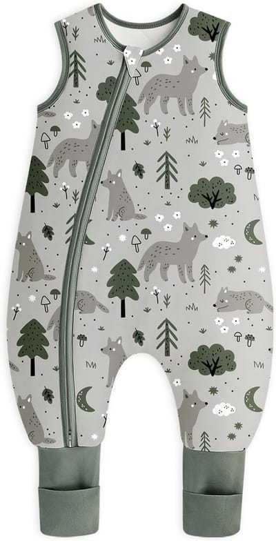 Slaapzak voor baby's met voeten, 1,5 TOG, katoen, ideaal voor de winter, geschikt voor 4-6 jaar, 100 cm, voor babylengte 110-120 cm