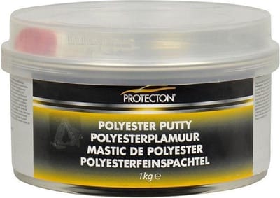 Protecton Polyesterplamuur - Voor het egaliseren van oneffenheden - Toepasbaar op staal, aluminium, hout, beton & polyester - Elastisch en zeer goed schuurbaar – Incl. tube verharder – 1 kg