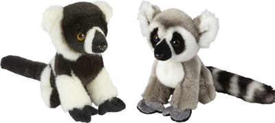Ravensden - Apen serie pluche knuffels - 2x stuks - Ringstaart Maki en Pinche Aapje - 18 cm