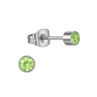 Aramat Jewels | Oorbellen | Lichtgroen kristal oorstekers – 4mm zilver RVS | | | |4mm | Staal | Kinderen, Volwassenen | Verkleurd niet