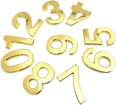 Huisnummer - Adrescijfer Plaat - Huis Decoratie - Spiegelend Oppervlak - 10 cm Hoogte - Goud