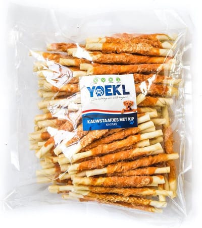 YOEKL Kauwstaafjes met Kip - 100 Stuks - Hondensnacks - Hondensnoepjes - Kauwsnacks - Kauwstaaf - Kauwstick