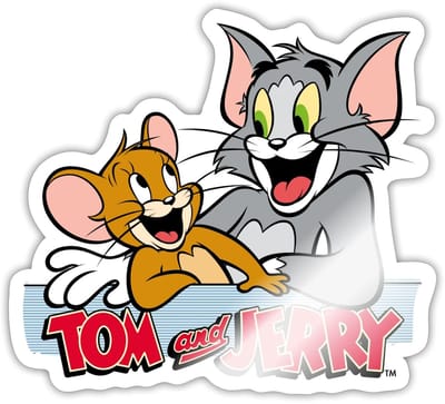 Tom En Jerry Vrienden Sticker maat S (10 x 10 cm)