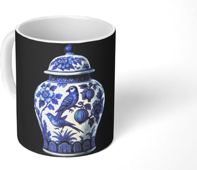Mok - Koffiemok - Pot - Delfts Blauw - Bloemen - Mokken - 350 ML - Beker - Koffiemokken - Theemok