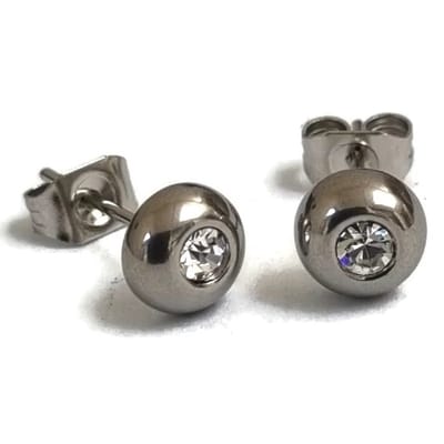 Aramat Jewels | Oorbellen | Glanzende Stalen Oorbellen met Zirkonia | | | |6mm | Staal | Kinderen, Volwassenen | Verkleurd niet