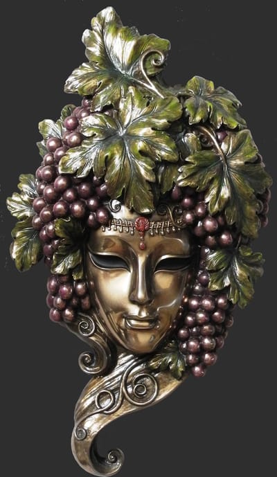 Veronese Design - Venetiaans Masker Con l'Uva met Druiven - zeer gedetailleerd en mooi! - (hxbxd) ca. 30cm x 16cm x 5cm