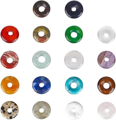 Allecto- 18 stuks donut schijf edelsteen hangers - charme - 12-13mm - natuursteen - chakra - gepolijste steen - platte donuts - stenen kralen - sieraden maken - gat: 3 mm - geschikt voor - kleur of model - Steen.