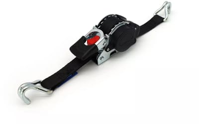 Set van 2 Spanbanden (Sjorbanden) - 600kg - 3m x 25mm - Spitshaken en automatisch oprolmechanisme - Zwart