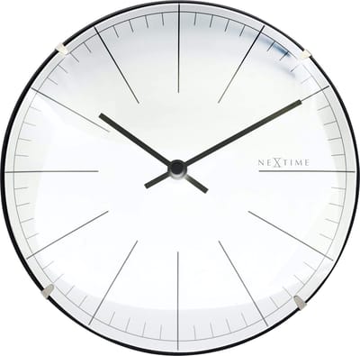 NeXtime Big Stripe Mini Dome – Wandklok/Tafelklok – 20 cm – Glas – Wit
