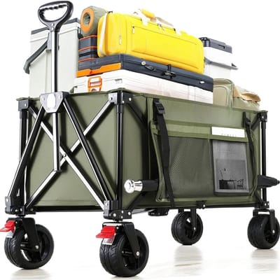 Core® Strandkar - Bolderkar Opvouwbaar – Bolderwagen Voor Alle Terreinen - Groen - 90cm x 58cm x 51cm