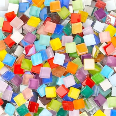 Dailygoods - 500g Mozaïektegels (1x1 cm, ca. 550 stuks) Mozaiekstenen om mee te knutselen, mini mozaiek voor binnen en buiten, badkamer, keuken, woondecoratie, mix kleur