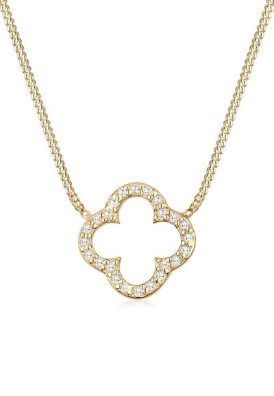 Elli - Halsketting - Dames Klaverblad Hanger Elegant Geluk met zirkonia kristallen in 925 sterling zilver - Dames