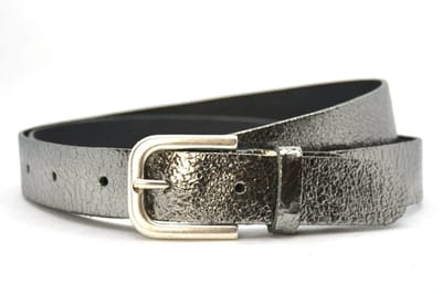 Riem dames zilver metallic - Breedte 3 cm - Metallic zilveren riem - damesriem 100% leder - Riemmaat 95 - Totale lengte 110 cm