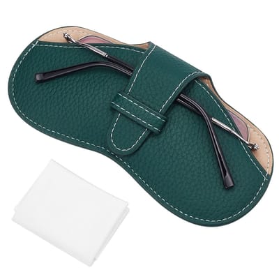 Dailygoody - Lederen brillenkoker - Zonnebril pouch - Lichtgewicht en draagbare cover - Grijs - Suede reinigingsdoek - Geschikt voor mannen en vrouwen
