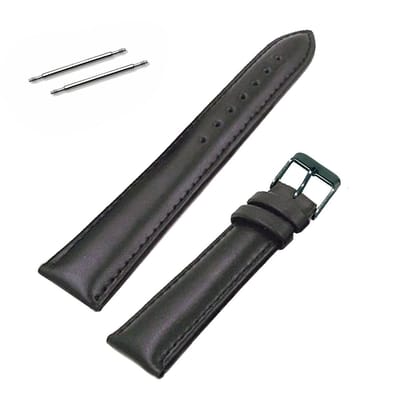 Fako® - Horlogebandje - Echt Leer - Soft - 18mm - Zwart