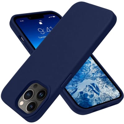 geschikt voor iPhone 13 Pro Hoesje Siliconen - Soft Touch Telefoonhoesje - geschikt voor iPhone 13 Pro Silicone Case met zachte voering - Mobiq Liquid Silicone Case Hoesje geschikt voor iPhone 13 Pro donkerblauw