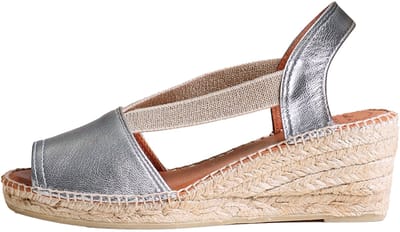 TEIDE-P | Leren espadrille met spitse neus en middelhoge sleehak - STEEL, 38