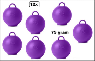 12x Ballon gewicht Kettlebell paars - 75 gram - Tafeldecoratie thema feest ballon party festival