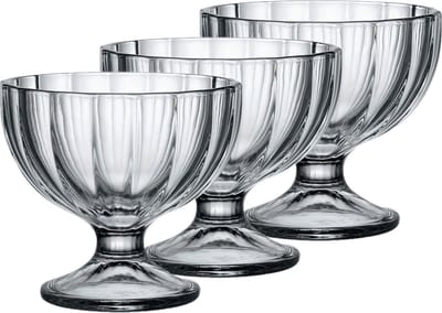 Bormioli Rocco IJs/Sorbet coupes op voet - 6x stuks - gedecoreerd glas - 260 ML - 9 x 10 cm - dessert schaaltjes