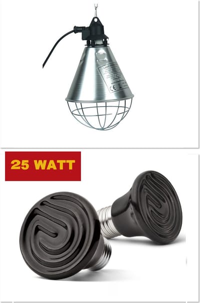 Armatuur compleet met 25 watt keramische warmtelamp- warmtelamp - broedlamp - biggenlamp - voor keramische warmtelamp - porseleinen fitting - compleet met 2.5 meter snoer