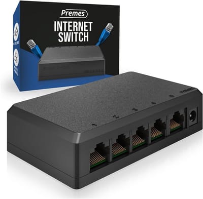 Gigabit Ethernet Switch 5 Poorten – 1000 Mbps LAN Splitter Plug & Play RJ45 Netwerkswitch voor PC, Router en TV