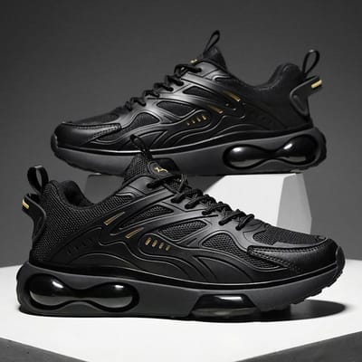 Luchtkussen Sneakers Heren Lente en Herfst Nieuwe Laag uitgesneden Veters Zwarte Mamba Hardloopschoenen Mesh Dikke zool Daddy Schoenen 44