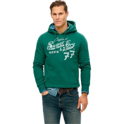 Superdry - Leather & Boot Co Script hoodie - Heren - Hoodies