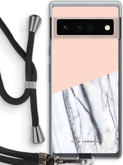 Case Company® - Hoesje met koord geschikt voor Google Pixel 6 Pro hoesje met Koord - A touch of peach - Telefoonhoesje met Zwart Koord - Bescherming aan alle Kanten en Over de Schermrand