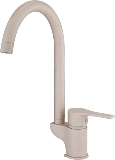 GPD KeukenkraanMTE65KG, Keukenmengkraan, De kraan, Chroom, hoge draaibare C-uitloop, Beige met stip.