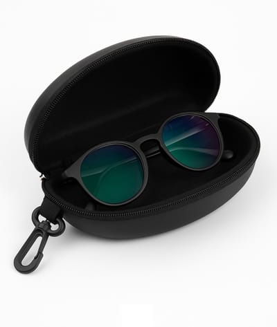 Harde Brillenkoker Hardcase Met Karabijnhaak I Reis Bril Etui I Bril Hoesje I Brillendoos I Zonnebrilhouder I Ritssluiting I PU Leer I Universeel I Zwart