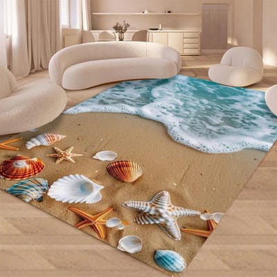 Ocean Beach Schelp Zeester Keukenmat Woondecoratie Tapijt voor Woonkamer Slaapkamer Bedzijde Voetkussen Antislip Badkamer Deurmat 50X80CM