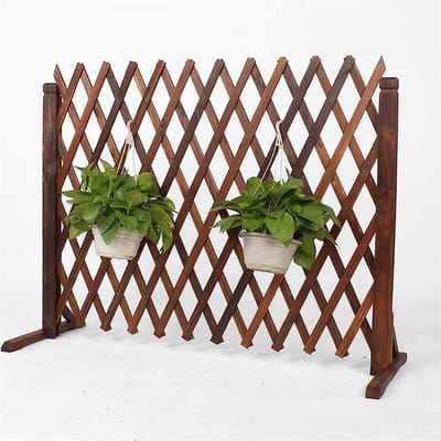 Decoratieve Tuinafsluiting - Houtenhek Panelen - Tuin Decoratie - Uitschuifbaar Ontwerp - 90cm x 34cm - Houtkleur
