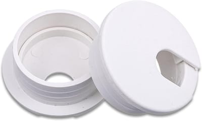 2 Stuks Kabeldoorvoer 35mm - Witte Plastic Desk Hole Cover voor Computer, Werk- en Speltafels, Kabelbeheer en Organisatie