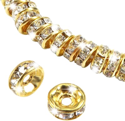 Golden crown - Kristallen afstandskralen - 6 mm fonkelende kralen - Gouden strass kralen - Perfect voor sieraden maken - 100 stuks