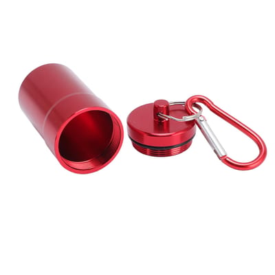 Kleine Opbergkoker Aluminiumlegering Regenbestendig Verzegeld Sleutelhangercontainer voor Buiten Kamperen Reizen rood