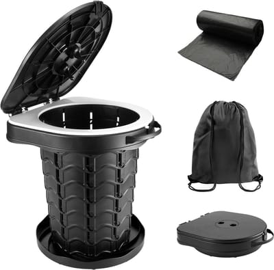 Camping Toilet - Draagvermogen 182kg - Chemisch Toilet - Opvouwbare Camping Toilet Met Deksel - Draagbaar Toilet - Inclusief Draagtas - Geschikt voor noodgebruik in auto, tent, slaapkamer, zwembad, feest, strand