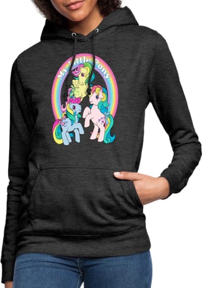 My Little Pony Retro Kleurige Ponys Met Regenboog Hoodie Dames