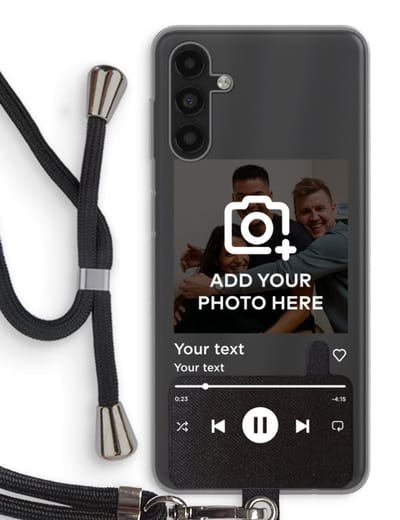 Gepersonaliseerd - Case Company® - Hoesje met koord geschikt voor Samsung Galaxy A13 5G hoesje met Koord - Music Player - Telefoonhoesje met Zwart Koord - Bescherming aan alle Kanten en Over de Schermrand