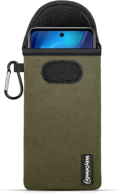 MobyDefend Hoesje - Geschikt voor Motorola Moto E32 / E32S - Neopreen Pouch Met Karabijnhaak - Insteek - Riemlus - Groen