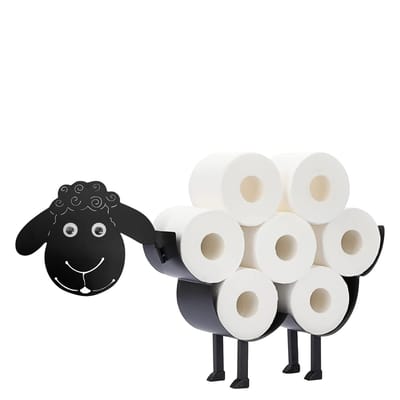 Sanics® Reserverolhouder Schaap – Vrijstaand & Ophangbaar – WC Papier houder – Toiletrolhouder Zwart – WC Rolhouder staand 7 Rollen