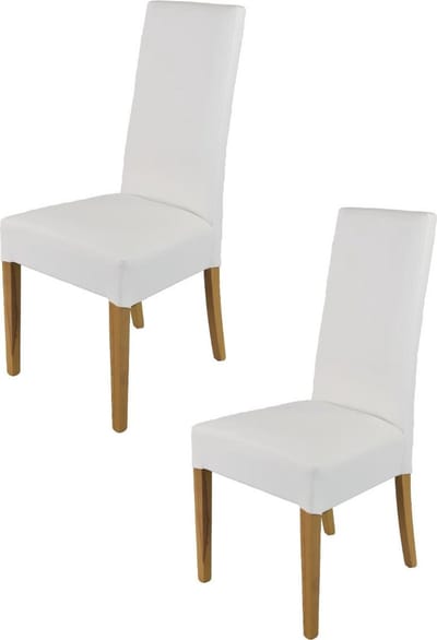 Tommychairs Luisa - Eetkamerstoelen - Set van 2 - Eikenhout & Wit - Kunstleer