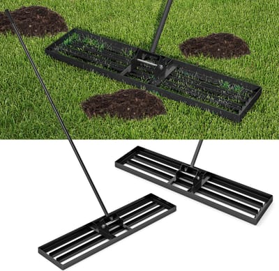 COSTWAY Gazonnivelleringshark van metaal, gazonhark met ergonomische handgreep, nivellering van zandgrond, hark, vlakvlak, gazongereedschap, voor tuin, achtertuin, golfbaan, zwart (106 cm x 25 cm)