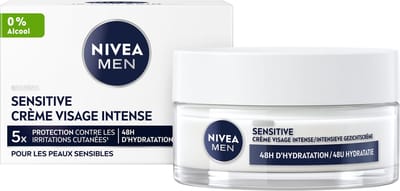 NIVEA MEN Sensitive Hydraterende Dagcrème - Moisturizer - Gezichtscrème voor Gevoelige huid - Met kamille en vitamine E - Alcoholvrij - 50 ml